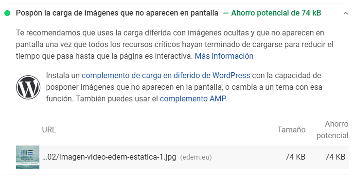 Optimizar imágenes para web - Google Pagespeed - Imágnees no cargadas postpuestas