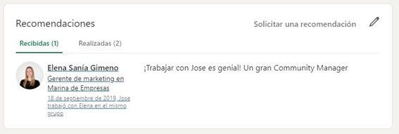 recomendacion linkedin elena sania